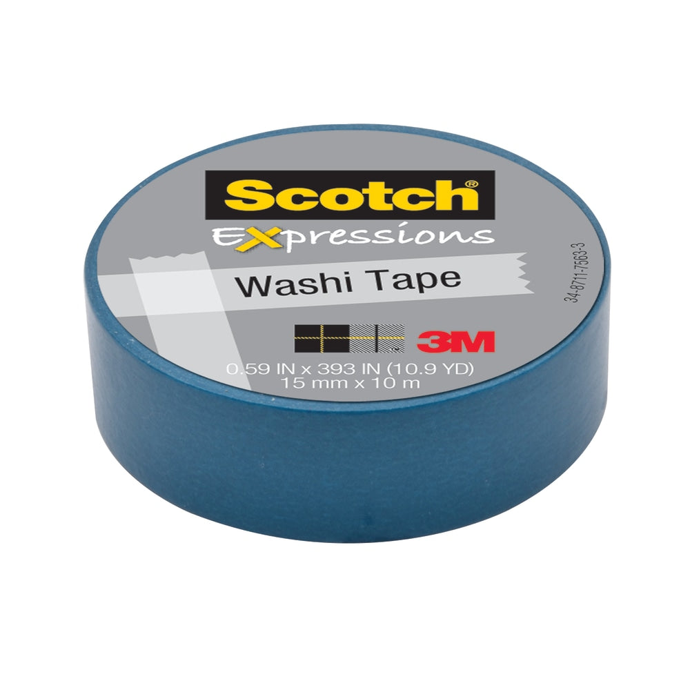 Scotch Expressions Washi Tape, 5/8in x 393in, Blue