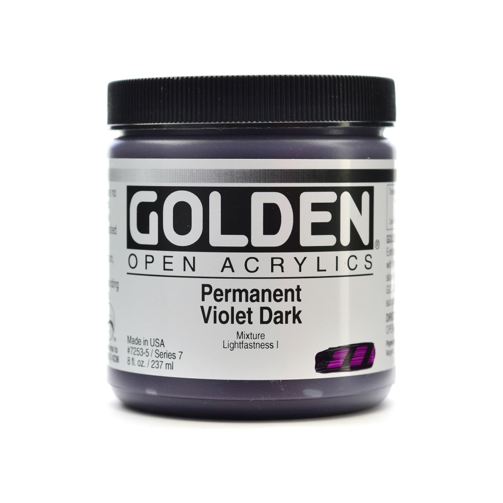 Golden OPEN Acrylic Paint, 8 Oz Jar, Permanent Violet Dark