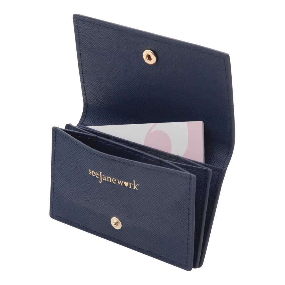 Realspace Faux Leather Business Card Holder, Navy