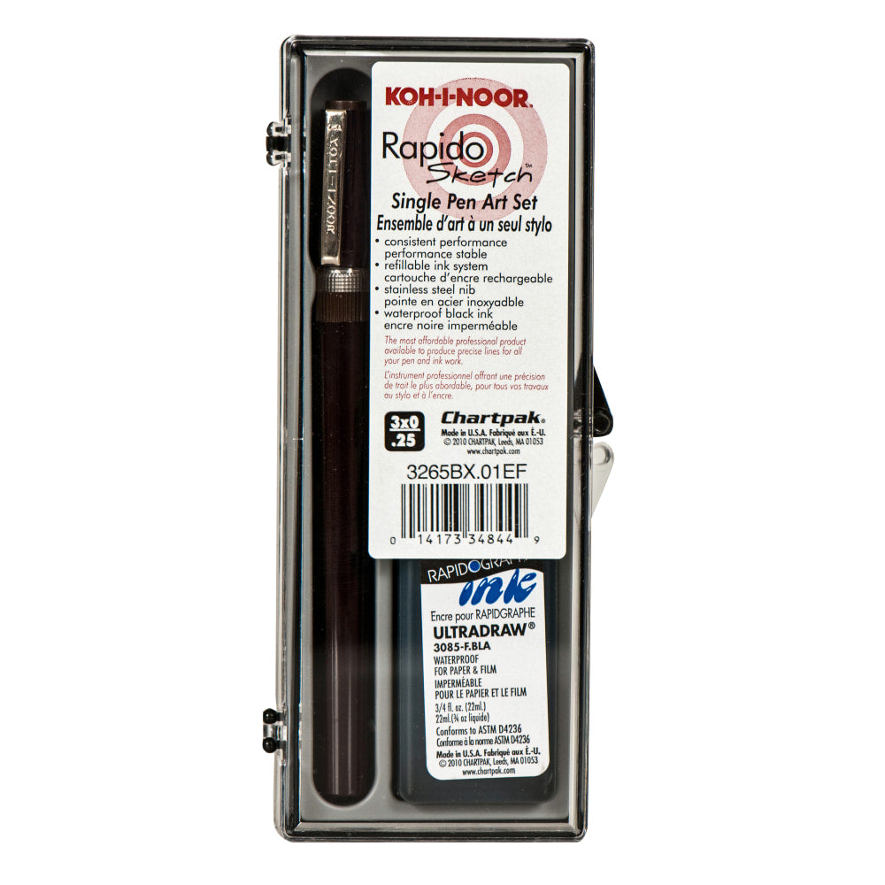 Koh-I-Noor Rapidosketch Technical Pen Set, 0.25 mm, Black Ink