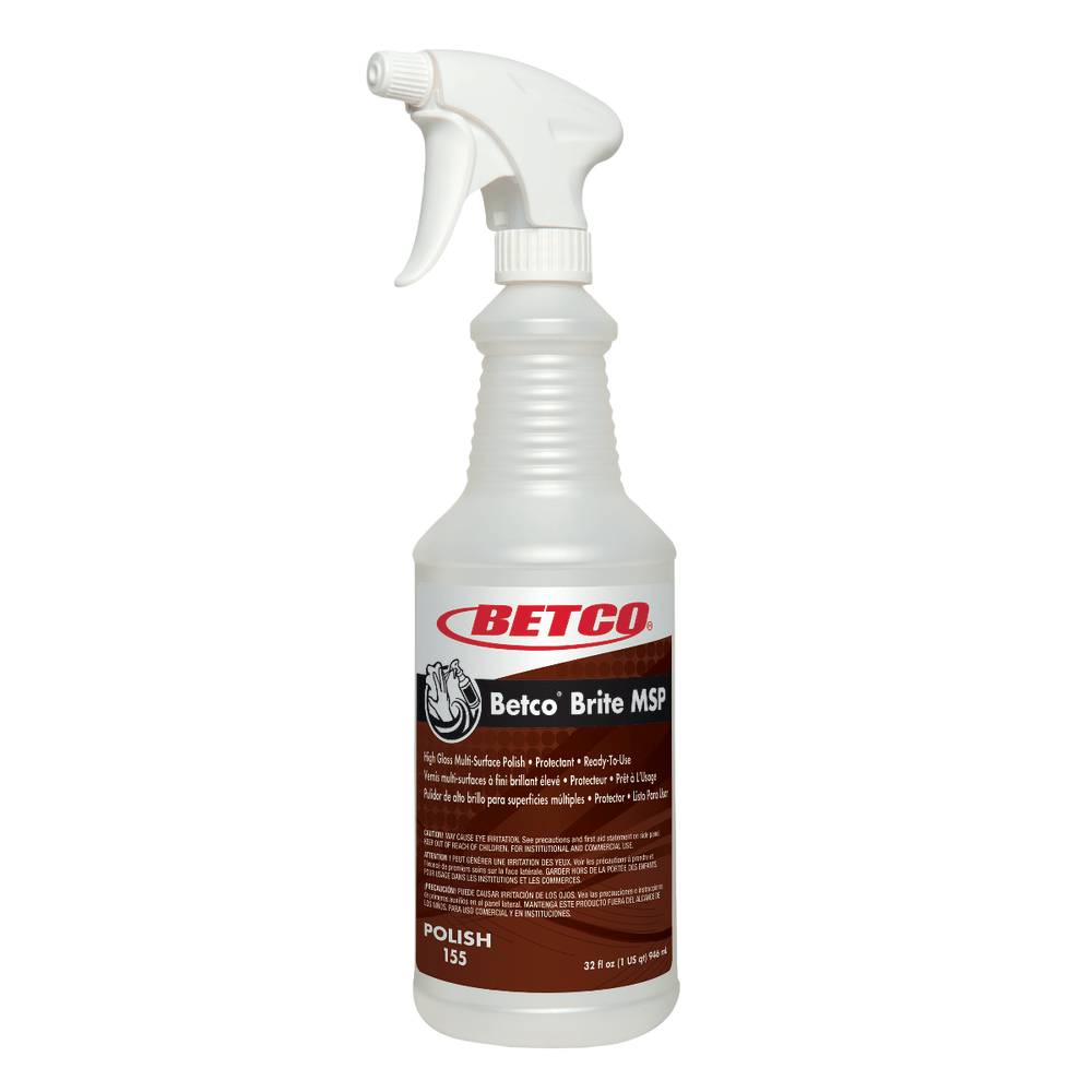 Betco Brite Multi-Surface Polish And Protectant, Lemon Scent, 32 Oz Bottle, Case Of 12