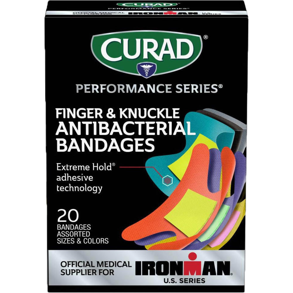 CURAD IRONMAN Performance Series Antibacterial Bandages, 1in x 3-1/4in, Pack Of 480 Bandages