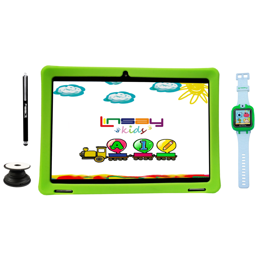 Linsay F10IPS Tablet, 10.1in Screen, 2GB Memory, 64GB Storage, Android 13, Green