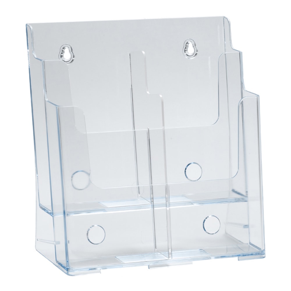 Azar Displays 2-Tier 4-Pocket Plastic Trifold Brochure Holder, 11-1/4inH x 9-1/4inW x 5inD, Clear