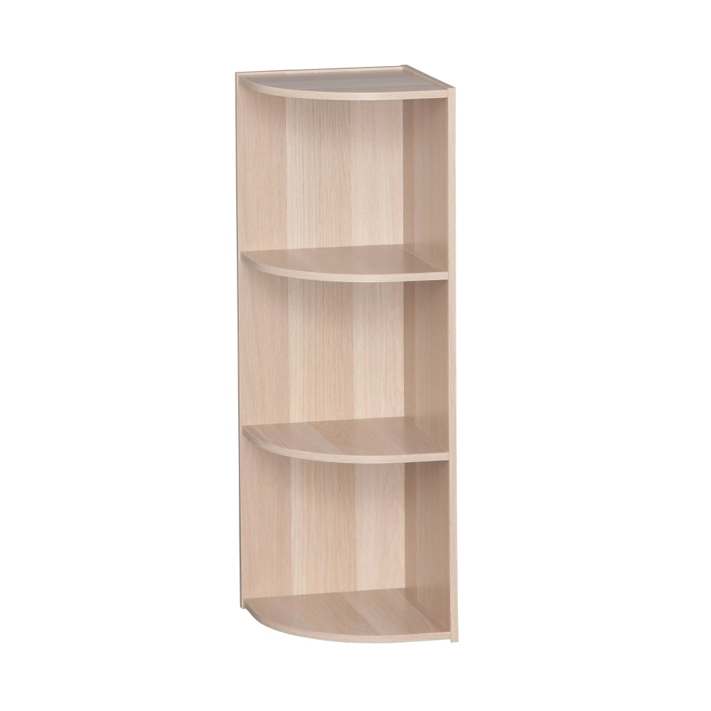 IRIS 35inH Curved 3-Shelf Corner Bookcase, Light Brown