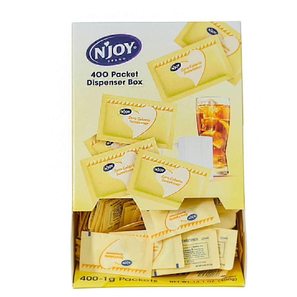 nJOY Sucralose Packets With Dispenser, Yellow, Box Of 400