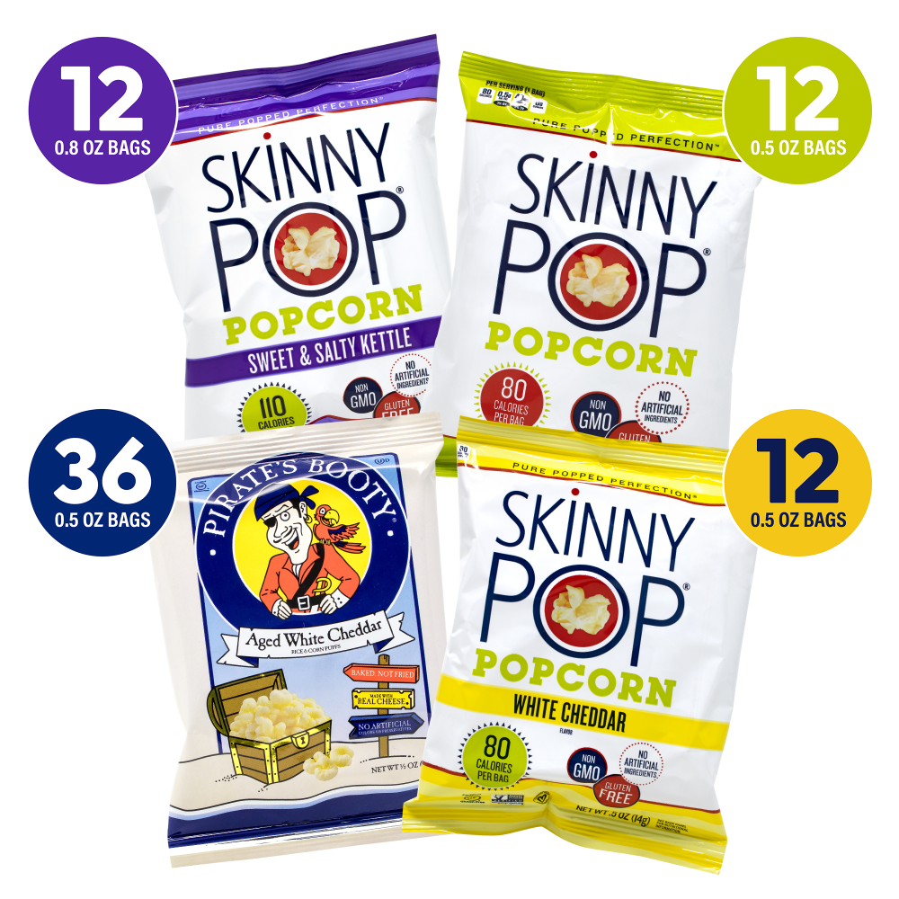 Skinny Pop Variety Pack/Pirates Booty Aged White Cheddar Bundle