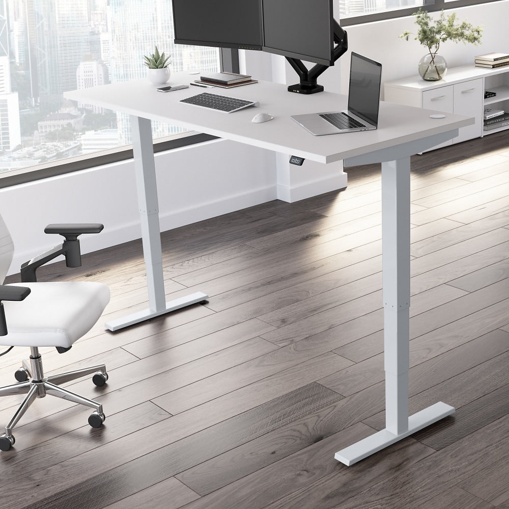 Move 40 Series by Bush Business Furniture Electric Height-Adjustable Standing Desk, 72in x 30in, White/Cool Gray Metallic, Standard Delivery