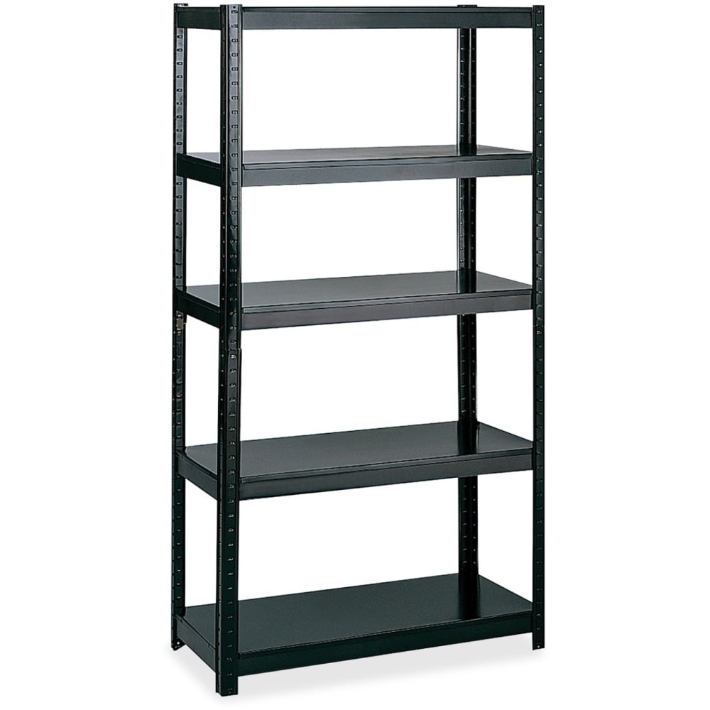 Safco Boltless Steel Shelving Storage Unit/Wrkbnch - 5 Compartment(s) - 72in Height x 36in Width x 24in Depth - Floor - Black - Steel - 1Each