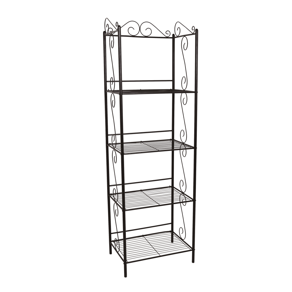 Monarch Specialties 70inH 4-Shelf Metal Etagere Bookcase With Scroll Motif, Copper