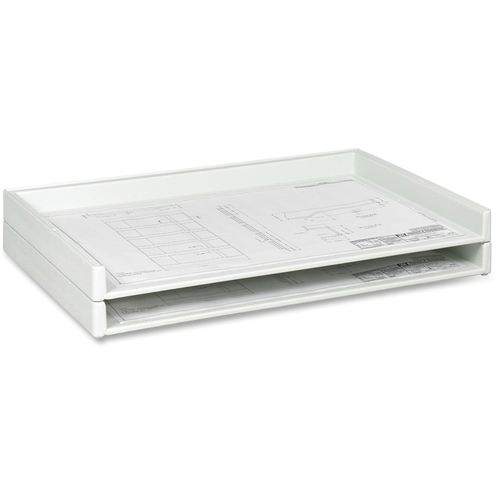 Safco Giant Stack Trays, 3inH x 39inW x 26inD, White, Pack Of 2