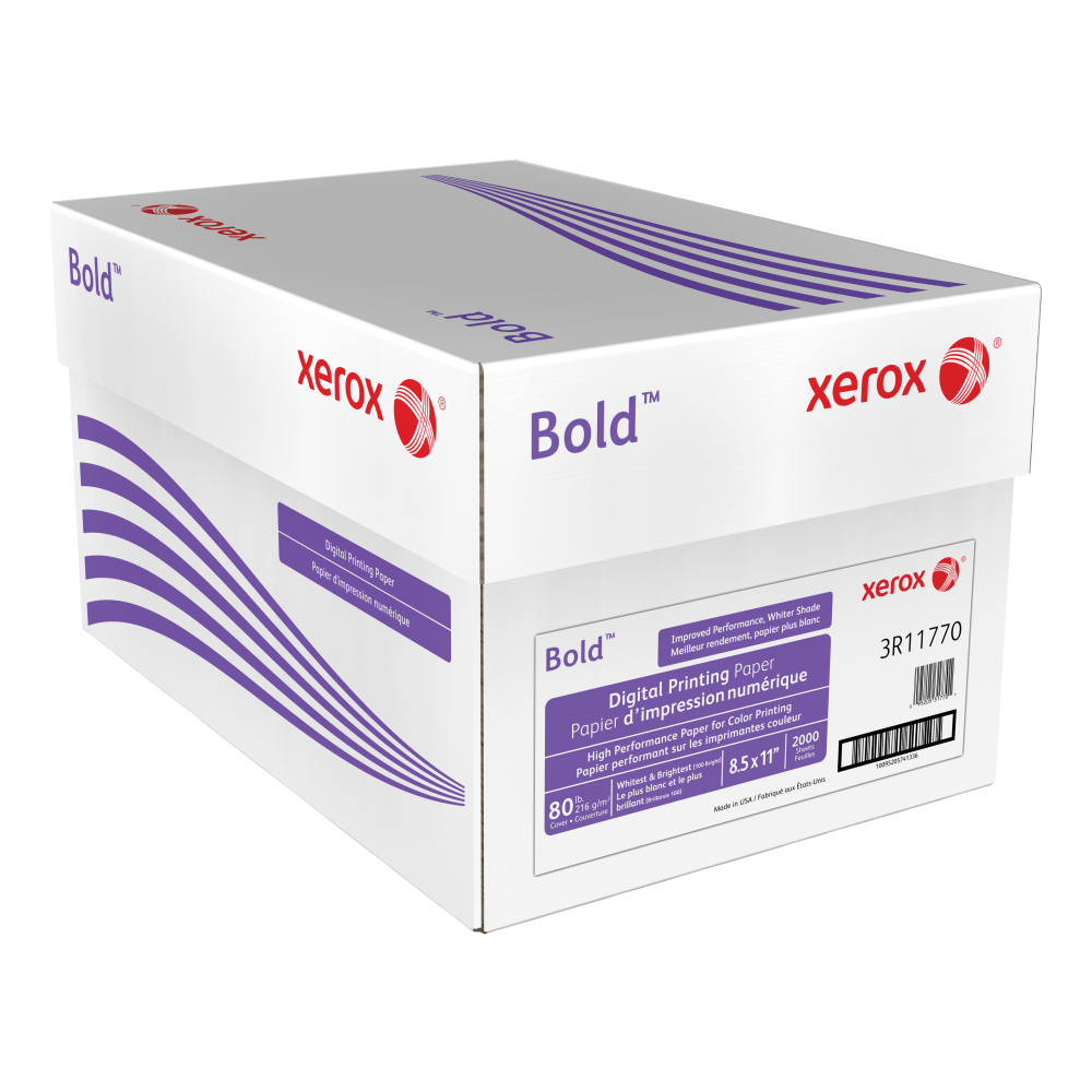 Xerox Bold Digital Printing Paper, Letter Size (8 1/2in x 11in), 100 (U.S.) Brightness, 80 Lb, Cover, FSC Certified, 250 Sheets Per Ream, 8 Reams Per Case