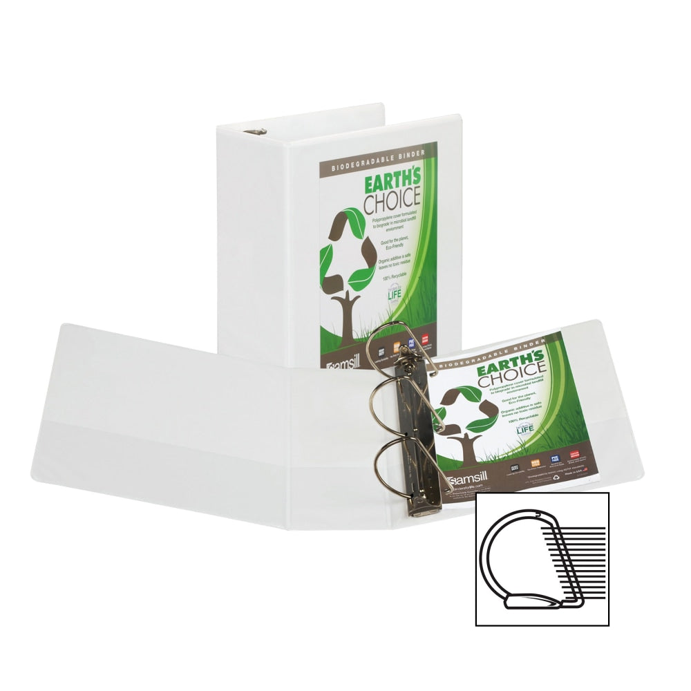 Samsill Earths Choice Vue 3-Ring Binder, 5in D-Rings, White