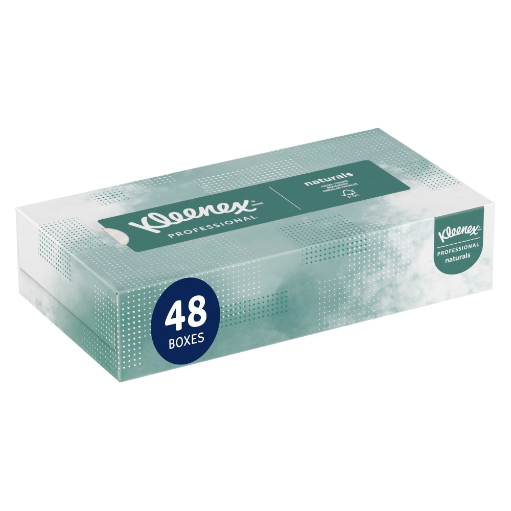 Kleenex Professional Naturals Facial Tissue, 2-Ply, White, Flat Facial Tissue Boxes for Business, 125 Sheets Per Box, Case of 48 Boxes