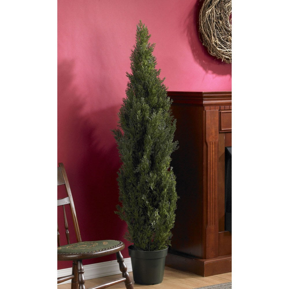 Nearly Natural 5ft Silk Mini Cedar Pine Tree With Pot