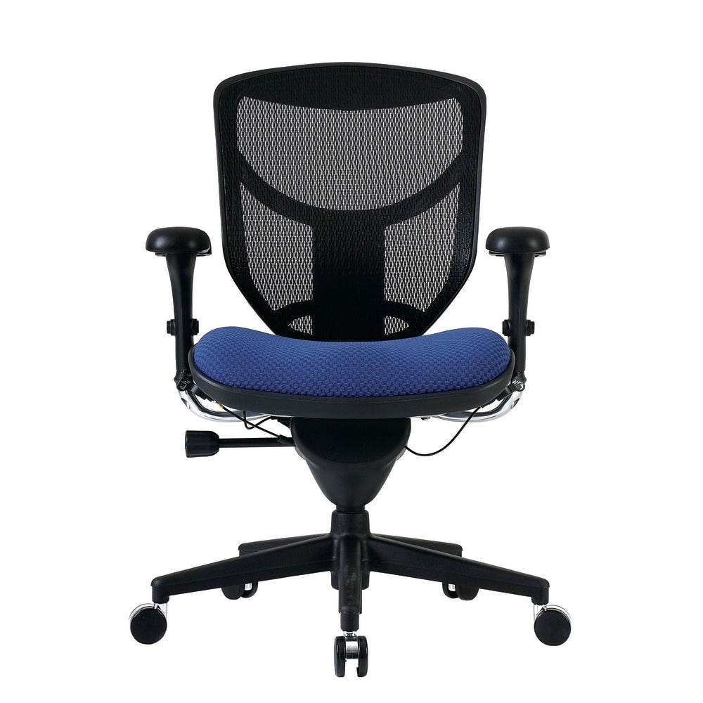 WorkPro Quantum 9000 Series Ergonomic Mesh/Premium Fabric Mid-Back Chair, Black/Royal, BIFMA Compliant