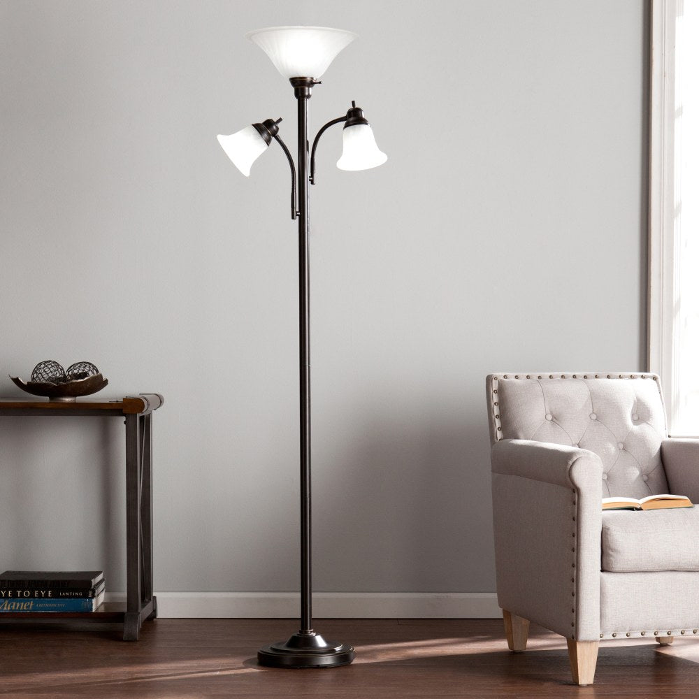 SEI Furniture Orson Floor Lamp, 70 1/2inH, White Shade/Black Base