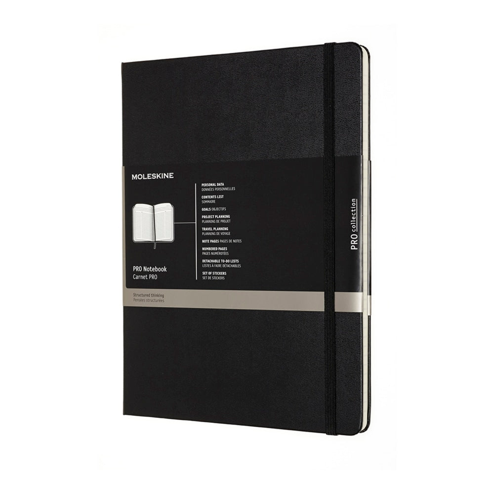 Moleskine PRO Notebook, 7-1/2in x 10in, Ruled, 192 Pages, Black