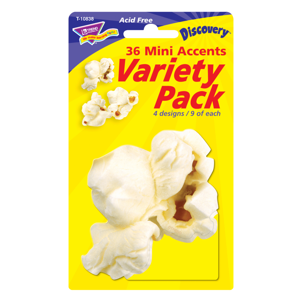 Trend Mini Accents Variety Pack, Popcorn, 36 Pieces Per Pack, Set Of 6 Packs