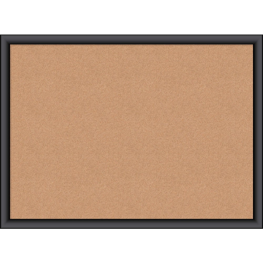 U Brands Cork Bulletin Board, 23in x 17in, Black Wood Frame