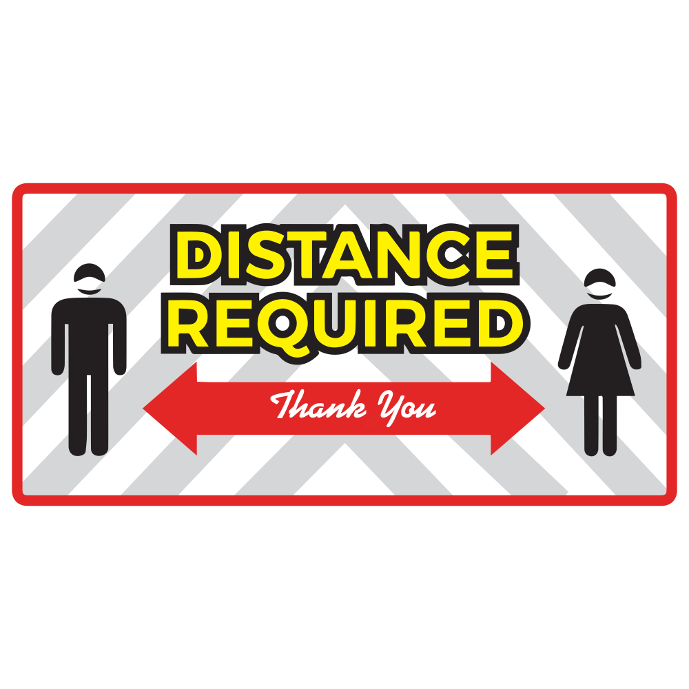 Alliance Social Distance Floor Graphics, 8in x 17in, Distance Required - Thank You, Set Of 25