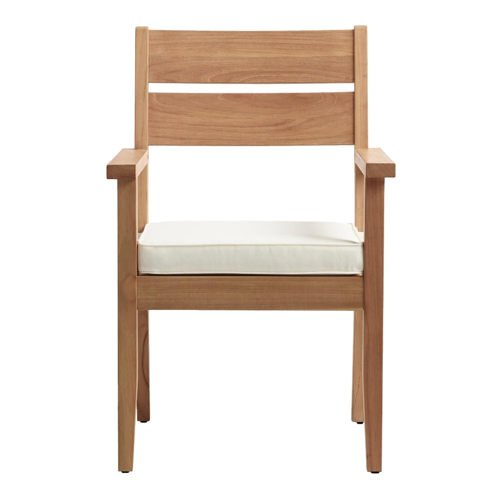 Linon Clemmett Outdoor Dining Armchair, Teak/Antique White