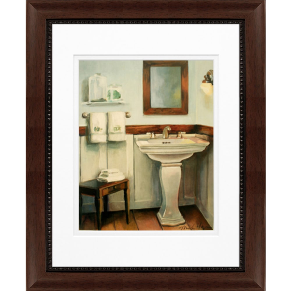 Timeless Frames Clayton Framed Bath Artwork, 11in x 14in, Brown, Cottage Sink With Cherry Wood