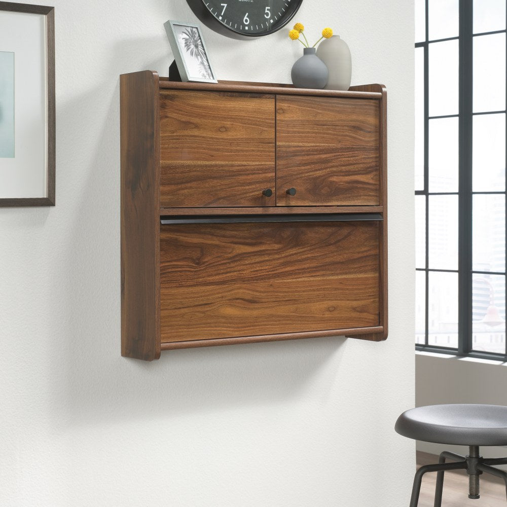 Sauder Harvey Park 29inW Wall Mounted Desk, Grand Walnut