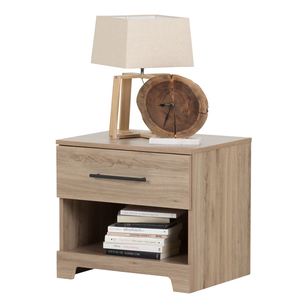 South Shore Primo 1-Drawer Nightstand, 19-3/4inH x 22-1/4inW x 17inD, Rustic Oak