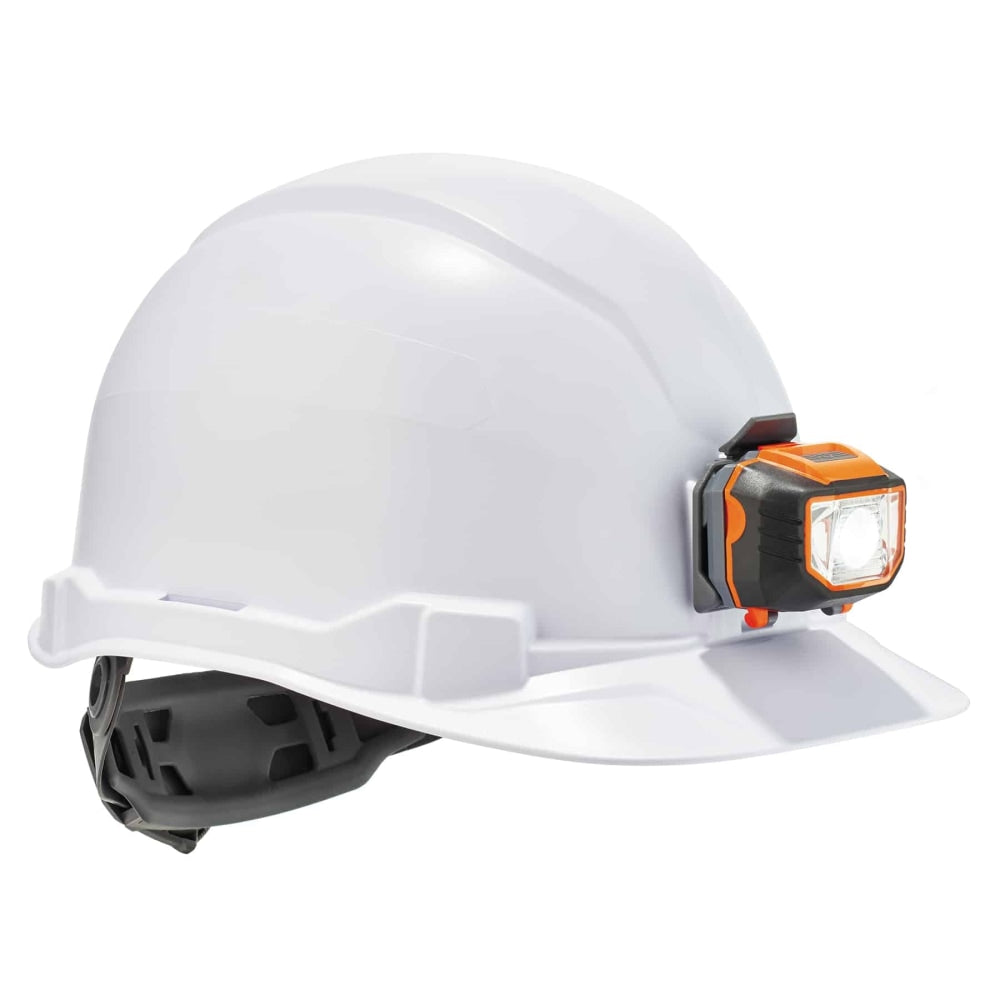 Ergodyne Skullerz 8970LED Class E Cap-Style Hard Hat And LED Light With Ratchet Suspension, White