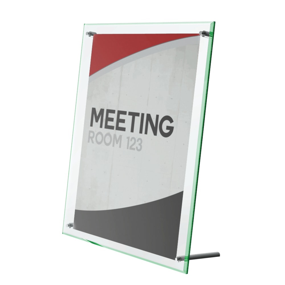 Deflecto Superior Image Beveled Edge Sign Holder, 12 5/8inH x 10 1/6inW x 3 3/8inD, Clear