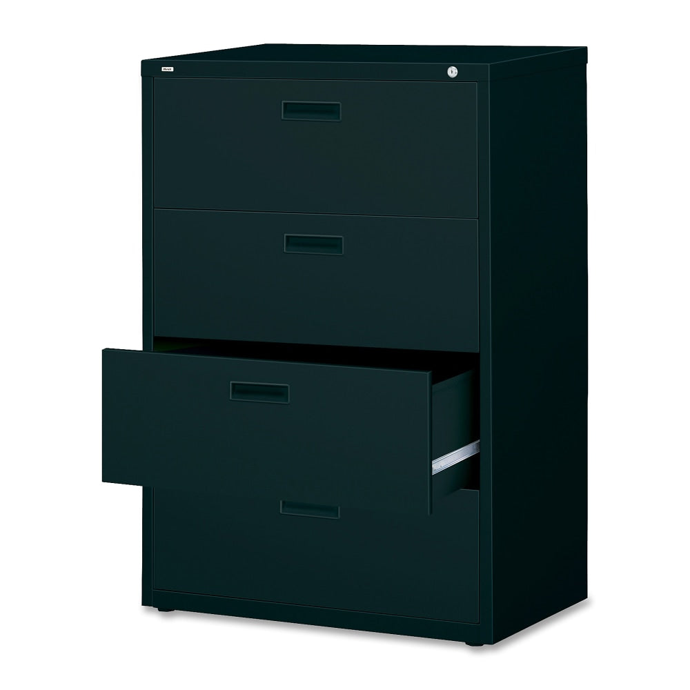 Lorell 30inW x 18-5/8inD Lateral 4-Drawer File Cabinet, Black