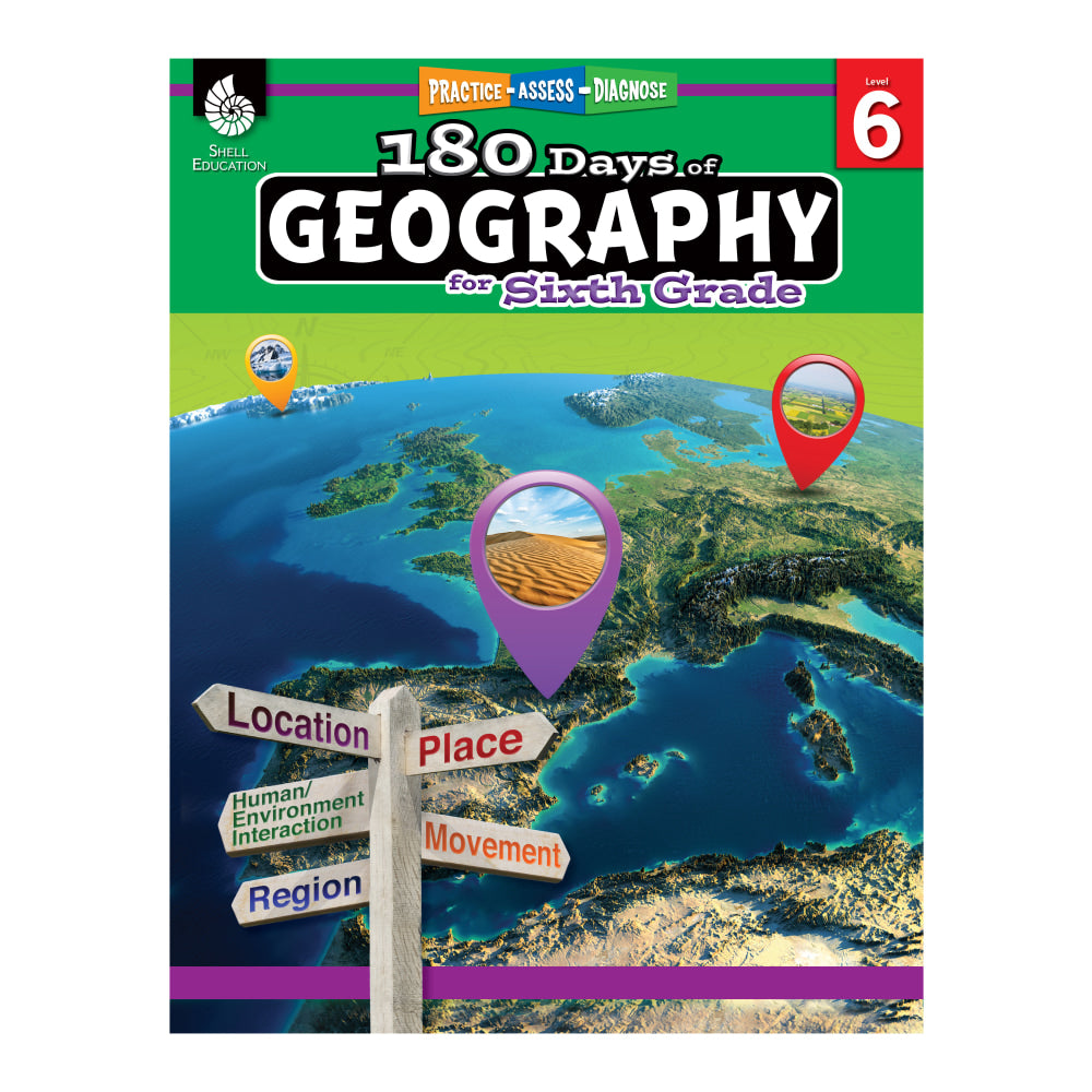 Shell Education 180 Days Of Geography, Grade 6