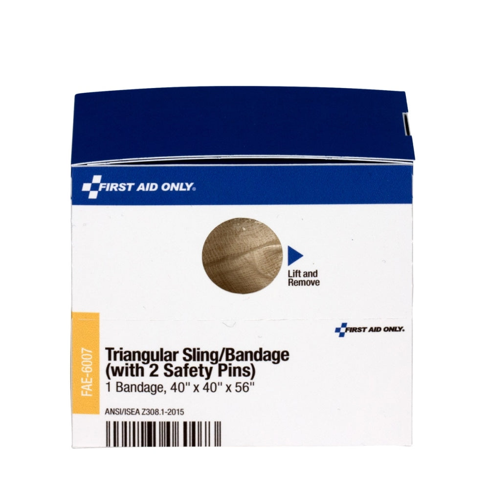 First Aid Only Triangular Sling/Bandage, 40in x 40in x 56in, 2 Safety Pins/1 Bandage/Box