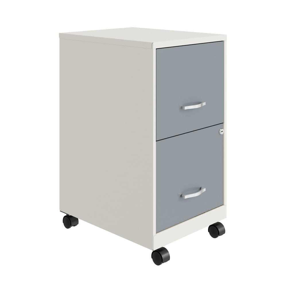 Realspace SOHO Smart 18inD Vertical 2-Drawer Mobile File Cabinet, White/Platinum