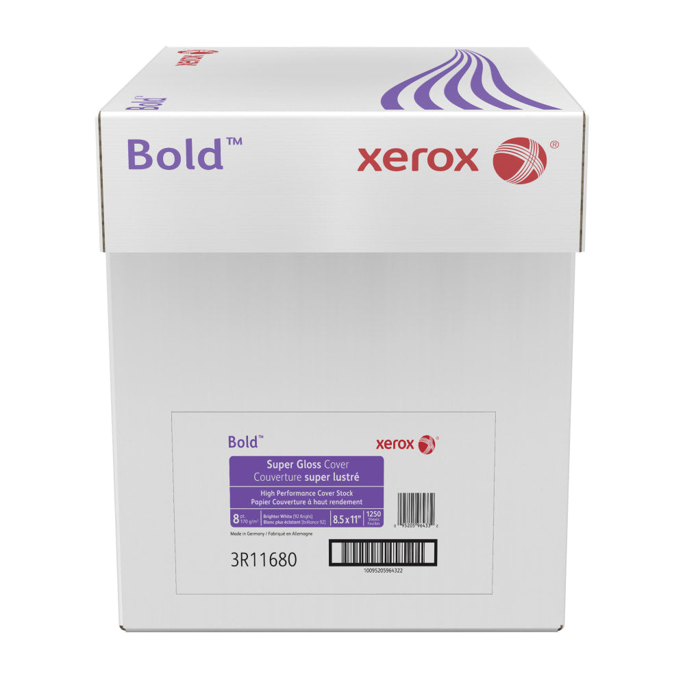 Xerox Bold Digital Super Gloss Cover Copier Paper, Letter Size (8 1/2in x 11in), Pack Of 250 Sheets, 92 (U.S.) Brightness, FSC Certified, White, Case Of 5 Reams, 3R11680-CT