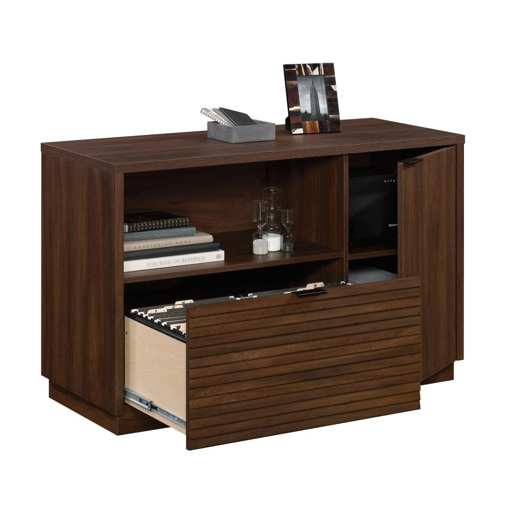 Sauder Palo Alto 47inW Computer Desk Credenza With Lateral File, Spiced Mahogany