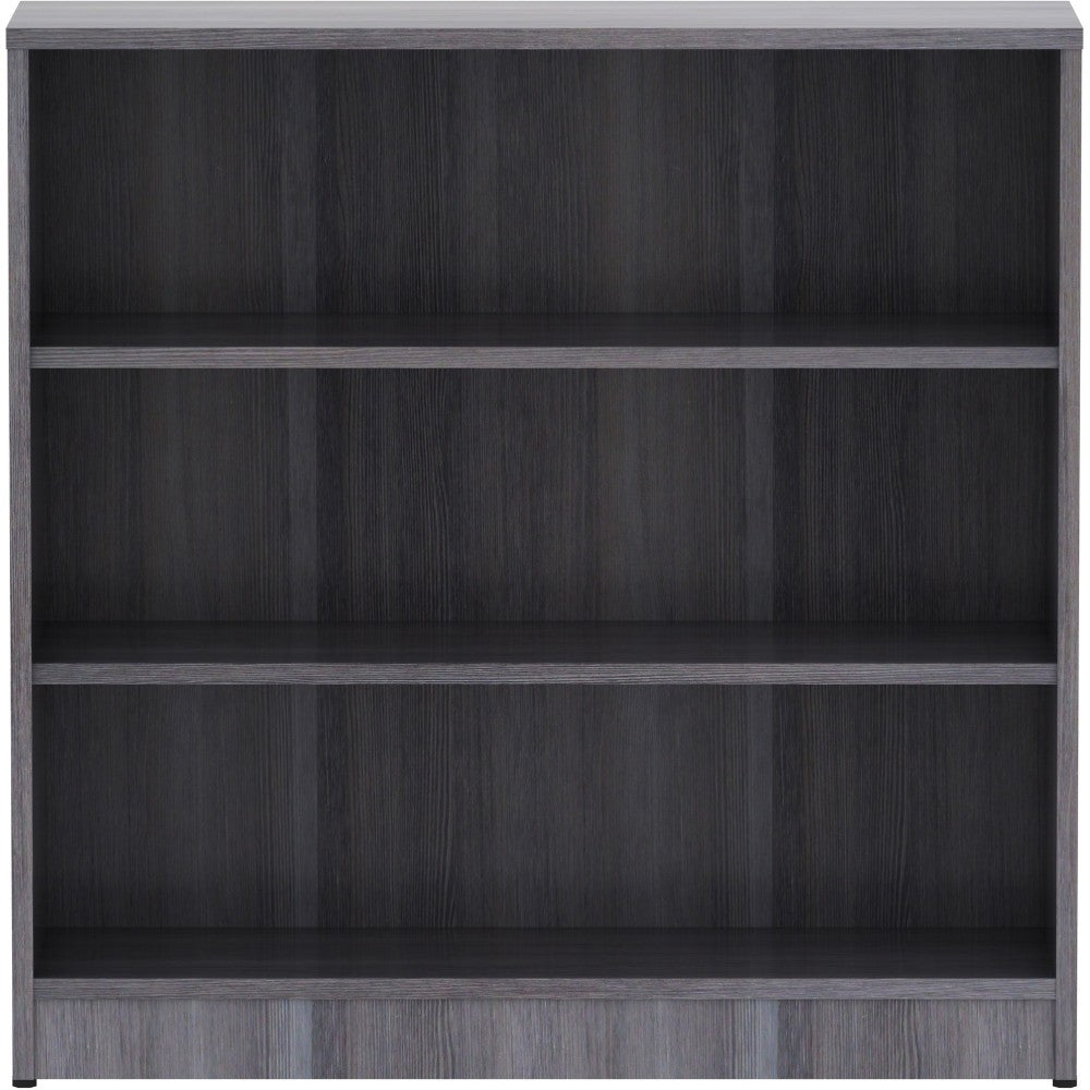 Lorell Laminate 3-Shelf Modular Shelving Bookcase, 36inH x 36inW x 12inD, Weathered Charcoal