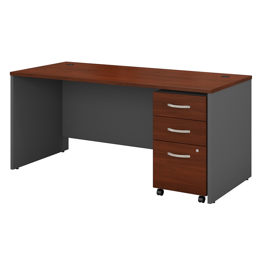 Bush Business Furniture Components 66inW Office Computer Desk With Mobile File Cabinet, Hansen Cherry, Standard Delivery