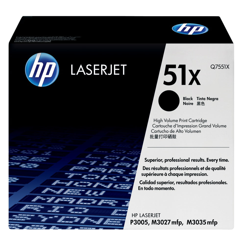 HP 51X Black High Yield Toner Cartridge, Q7551X