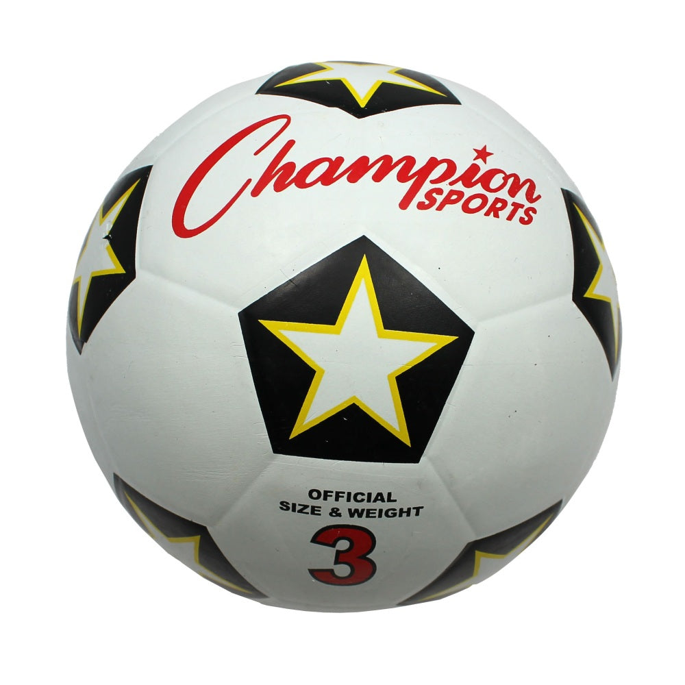 Champion Sports Rubber Soccer Balls, Size 3, White/Black/Red, Pack Of 3 Balls