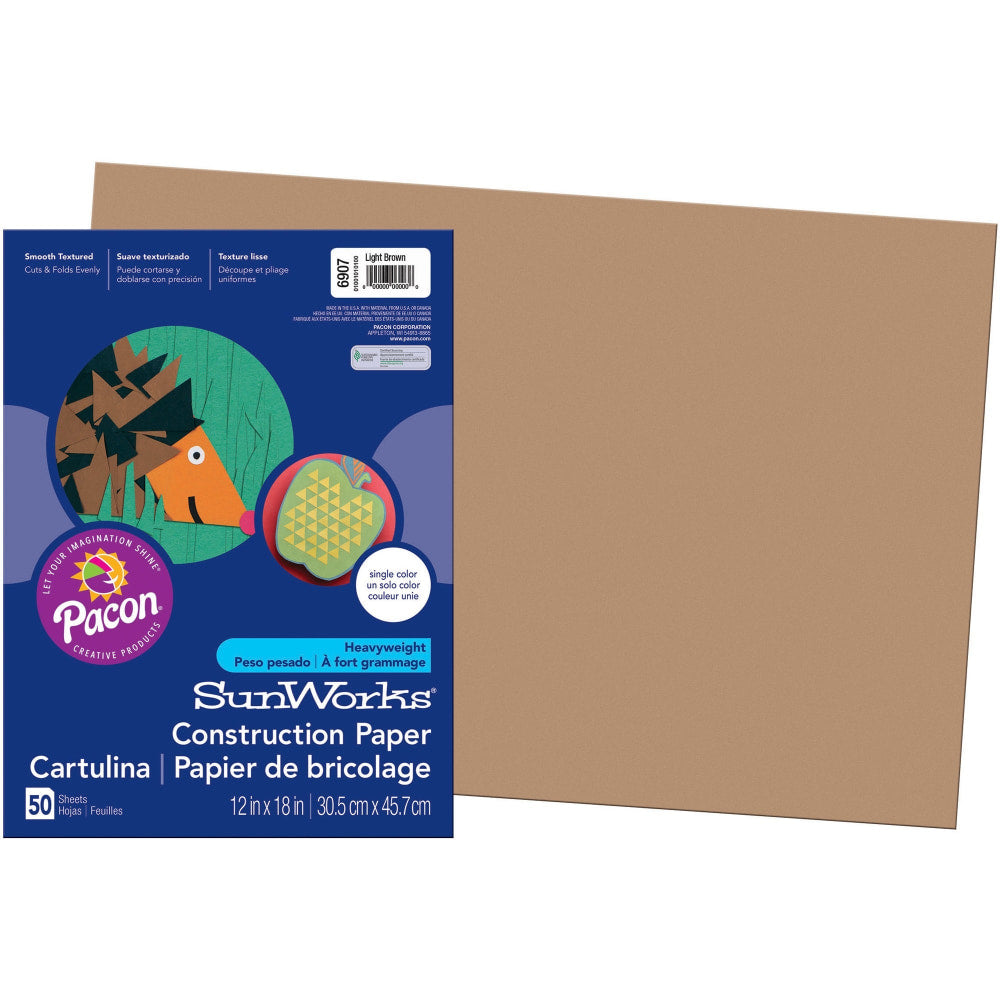 Prang Construction Paper, 12in x 18in, Light Brown, Pack Of 50