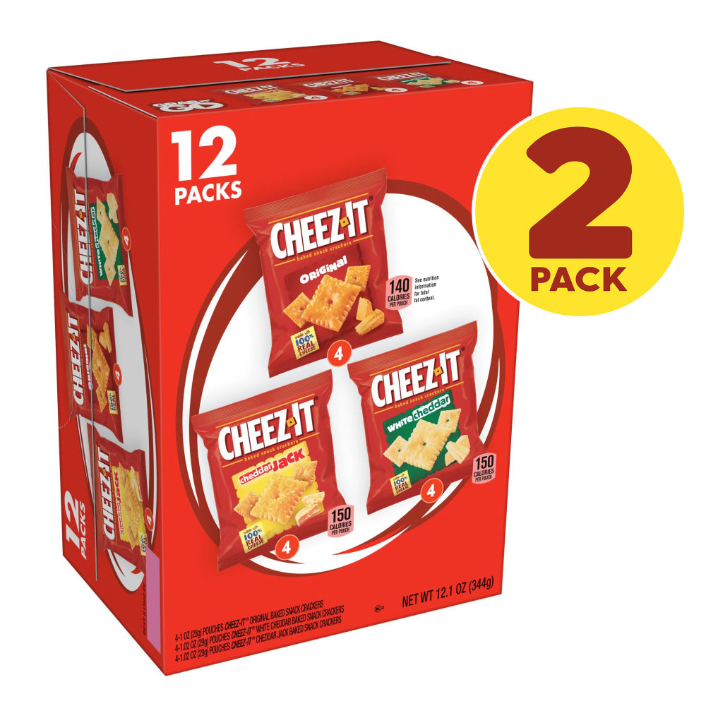 Cheez-It Variety Packs, 1 Oz, 12 Pouches Per Pack, Case Of 2 Packs