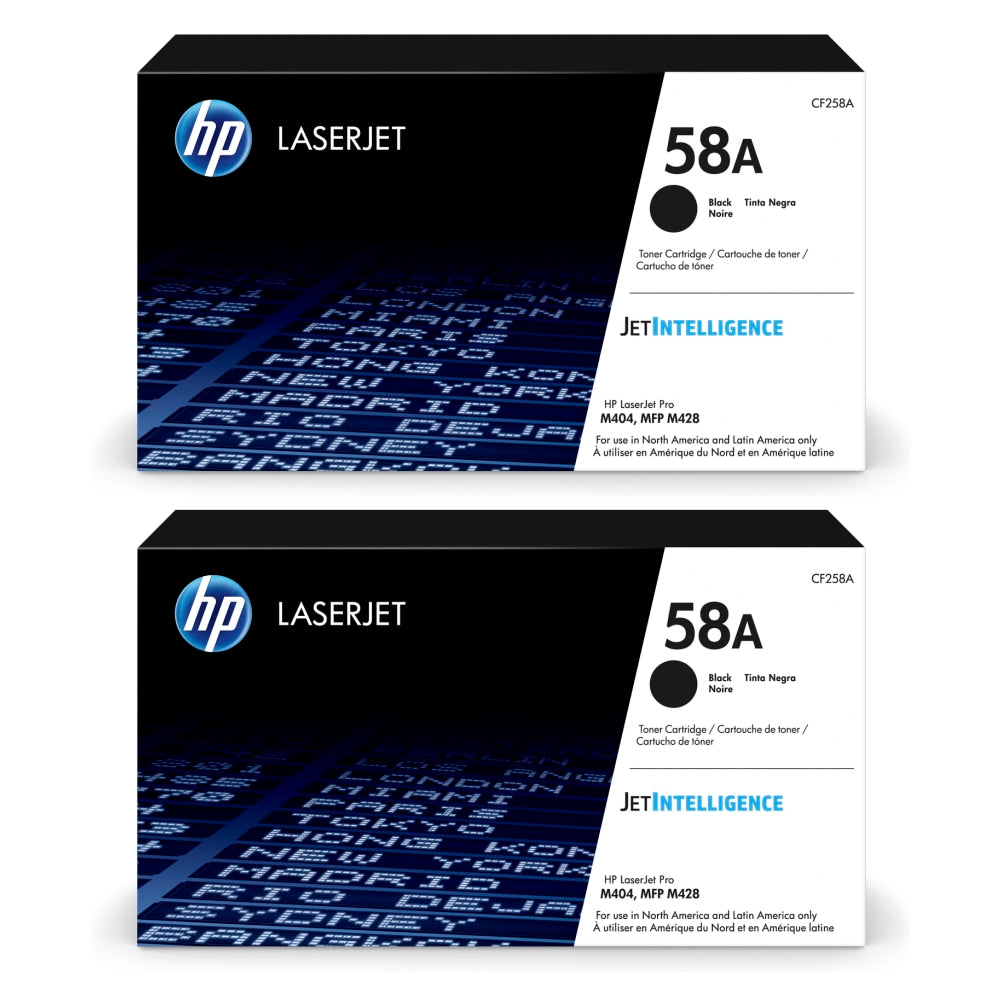 HP 58A Black Toner Cartridges, Pack Of 2, CF258A