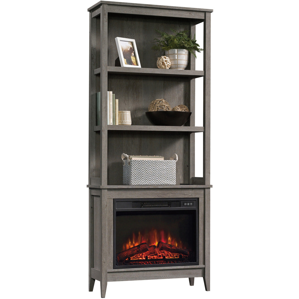 Sauder Select 72inH Bookcase With Fireplace, Mystic Oak