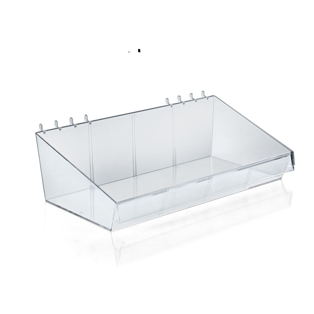 Azar Displays Divider Bins, Small Size, 4in x 13in x 7in, Clear, Pack Of 4