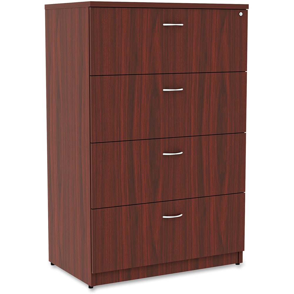 Lorell Essentials 35-1/2inW x 22inD Lateral 4-Drawer File Cabinet, Mahogany