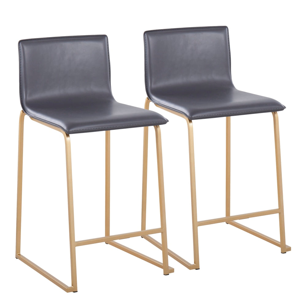 LumiSource Mara Counter Stools, Gold/Gray, Set Of 2 Stools