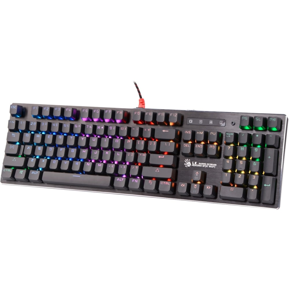 BLOODY GAMING RBG OPTICAL MECHANICAL KEYBOARD, BLUE SWITCH - Cable Connectivity - USB Interface Multimedia Hot Key(s) - Windows - Mechanical Keyswitch - Brushed Aluminum