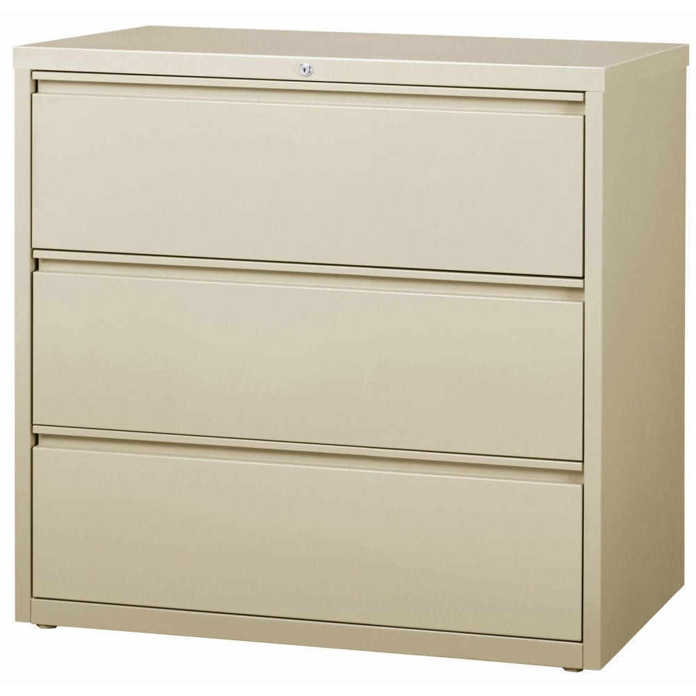 Lorell 42inW x 18-5/8inD Lateral 3-Drawer File Cabinet, Putty